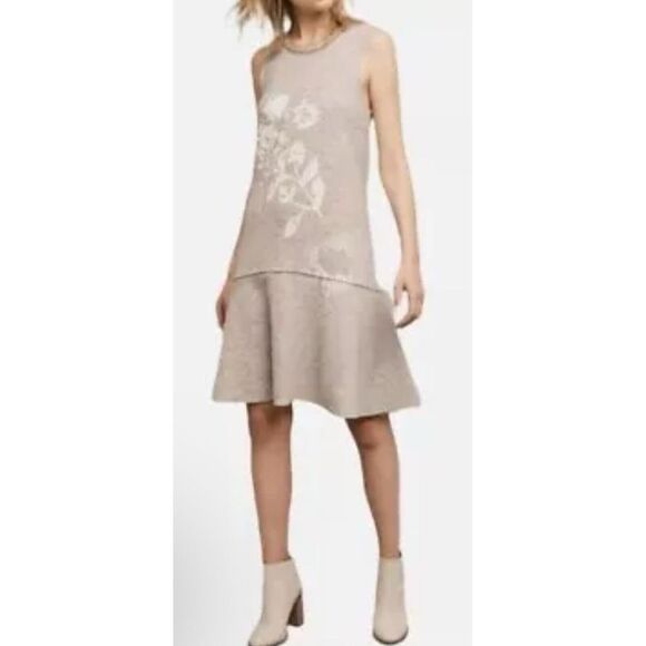Anthropologie Knitted & Knotted Dress Size Medium‎ 100% Wool Gray Drop Waist - Picture 1 of 10